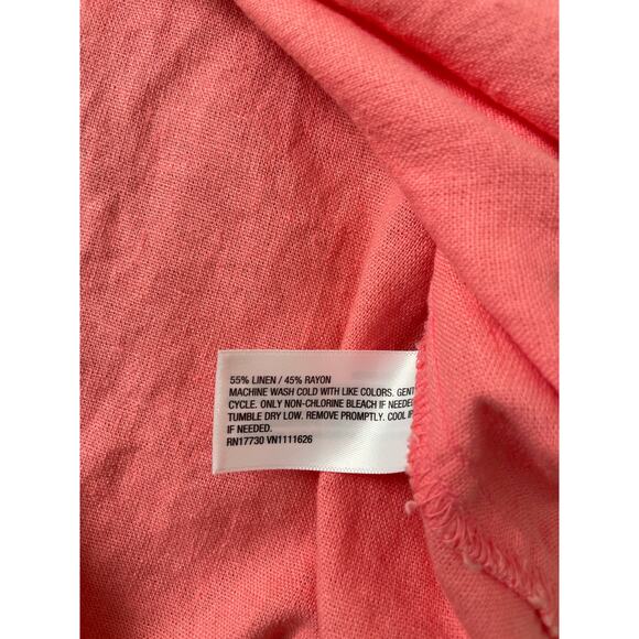 NWT - Isabel Maternity Short Sleeve Shirt Size XS Linen Pink Button Down Spring - Picture 6 of 6